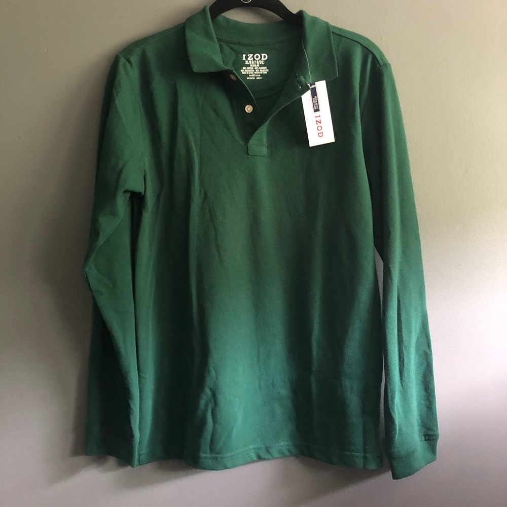 IZOD Big Boys Hunter Green 2 Button Polo